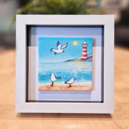 Seagull Ceramic Wall Art Small Framed Summer Picture - thumbnail 2