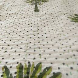 Handblock Palm Tree Indian Handmade Kantha Quilt Throw, Kantha Bedspread Size Multi - thumbnail 4