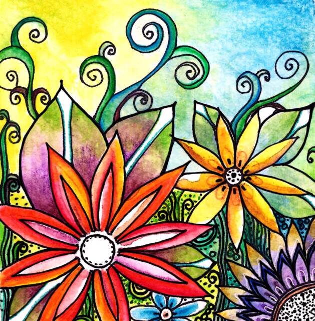 The Garden Flowers Art Print Archival Trees Garden Painting Tree