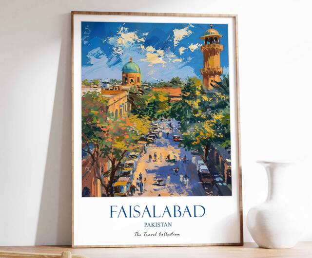 Faisalabad Print, Travel Poster, Pakistani Wall Art, Pakistan South Asia Decor, Gift, Poster - image 1