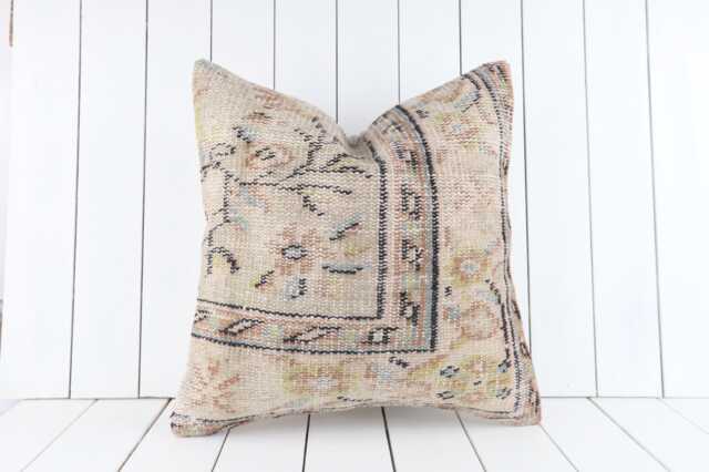 Vintage Turkish Kilim Pillow Cover 20x20 Oriental Wool - image 1