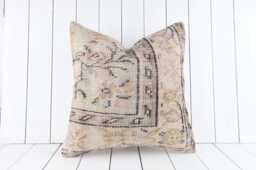 Vintage Turkish Kilim Pillow Cover 20x20 Oriental Wool - thumbnail 1