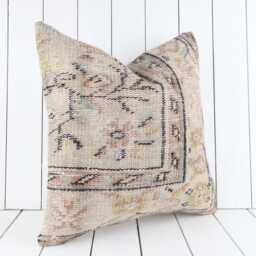 Vintage Turkish Kilim Pillow Cover 20x20 Oriental Wool - thumbnail 3