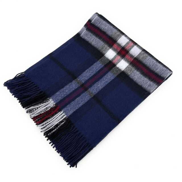 100% Lambswool Tartan Blanket Thoms-Navy - Large, Soft & Luxurious Scottish Throw 145??194 cm - image 1