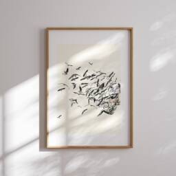 Artistic Bird Flight Poster - Minimalist Black & White Elegant Wall Decoration Available in A4, A5, A6 - thumbnail 3