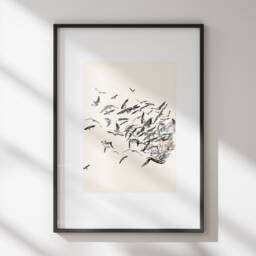 Artistic Bird Flight Poster - Minimalist Black & White Elegant Wall Decoration Available in A4, A5, A6 - thumbnail 2