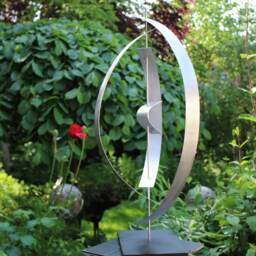 "Modern Abstract Wood Aluminum Artist Sculpture ""Silver 4" - thumbnail 2