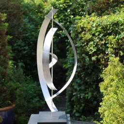 "Modern Abstract Wood Aluminum Artist Sculpture ""Silver 4" - thumbnail 4