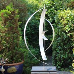 "Modern Abstract Wood Aluminum Artist Sculpture ""Silver 4" - thumbnail 3