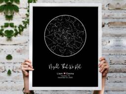 Custom Star Map Framed By Date Night Sky Print Personalized Wedding Gift For Boyfriend Engagement Him The We Met Chart - thumbnail 1