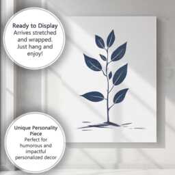 Indigo Minimalist Young Plant Botanical Illustration Canvas Wall Art Print Decor Picture Ready To Hang - thumbnail 3