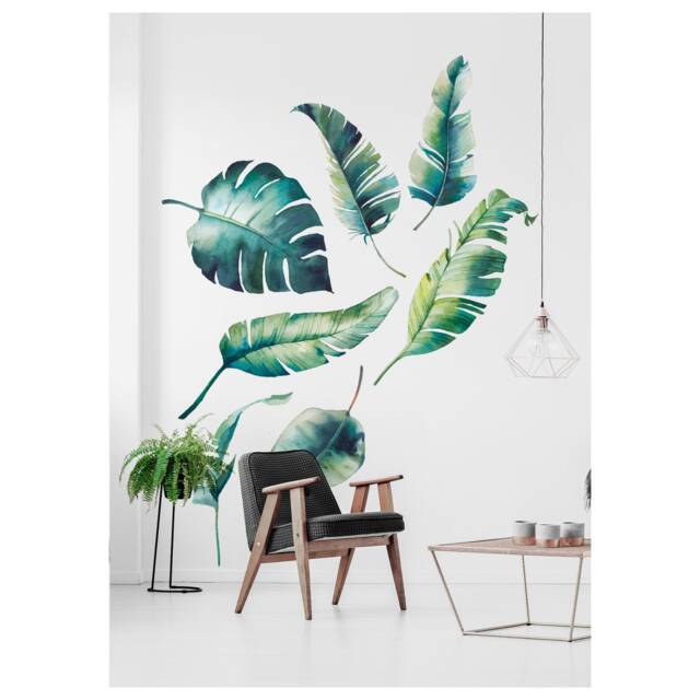 Tropical Leaves Wall Decal Handmade Jungle Stickers - 9 Leaves - image 1