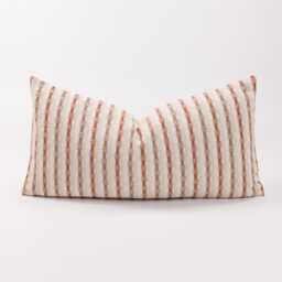 Red Striped Cotton Throw Pillow Cover, Beige Oatmeal Fabric