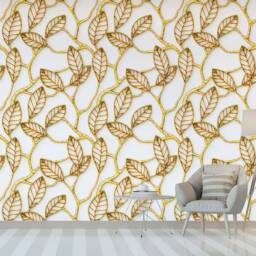 Removable Wallpaper Gold Pattern Soft Color Pastel Peel & Stick Self Adhesive Wall Mural Floral Bouquet - thumbnail 2