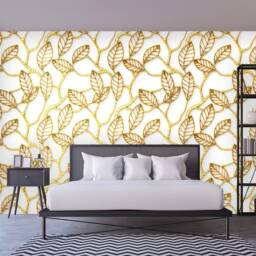 Removable Wallpaper Gold Pattern Soft Color Pastel Peel & Stick Self Adhesive Wall Mural Floral Bouquet - thumbnail 3