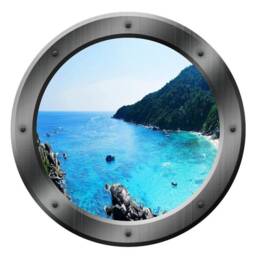 Porthole Decal Sticker Ocean Scene - Sea Window View, Wall Art Decor Mural Po7 - thumbnail 2