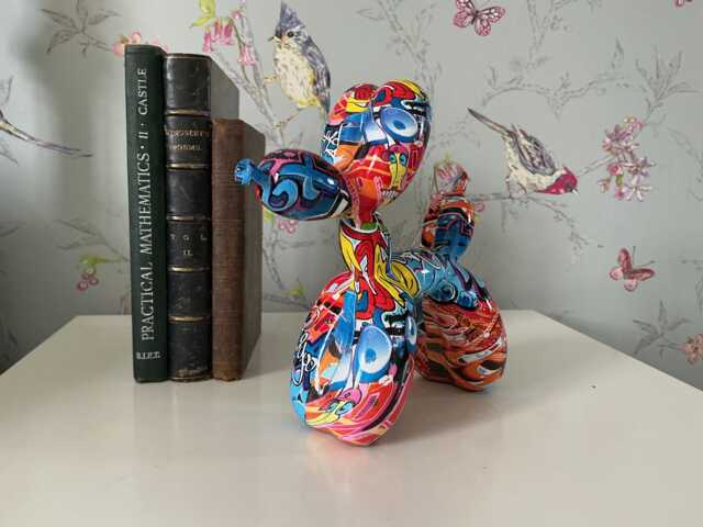 Balloon Dog Ornament - Graffiti Pattern Ornament Home Decor Book Shelf Boxed Birthday Gift - image 1