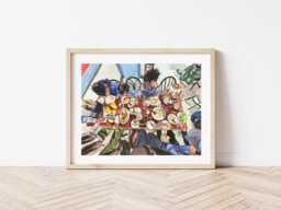 Watercolor Painting Of Friends & Kids Eating Pho - Original Food Art Family Dinner Illustration Asian Noodle Soup Wall - thumbnail 1