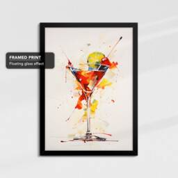 Daiquiri Cocktail Glass Beverage Watercolor Drink Painting Framed Poster Print & Canvas Wall Decor Art Bedroom Home Interior Gift - thumbnail 2