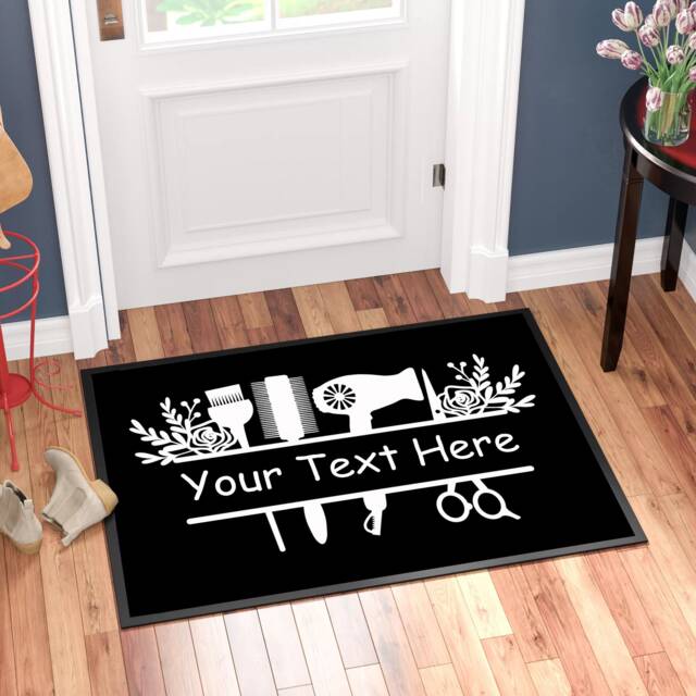 Personalised Custom Printed Hairdressing Logo Doormat, Ideal Gift For Him/Her, Hairdressers, Salon, Business Door Mat - image 1