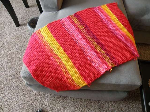 "Hand-Knit Squishy Rug - For Kitchen, Bathroom, Pets- ""Fiesta Red" - image 1