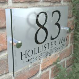 Decorative Acrylic & Aluminium Personalised Wall Plaque House Number - Deca5-28B-S-C-G - thumbnail 2