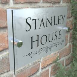 Decorative Acrylic & Aluminium Personalised Wall Plaque House Number - Deca5-28B-S-C-G - thumbnail 3