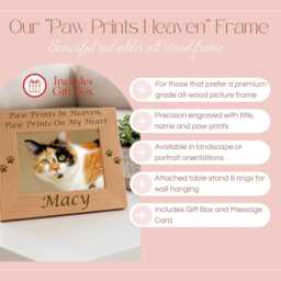 Paw Prints in Heaven Cat Memorial Frame, Personalized Family Pet Loss Keepsake Gift, Passing Of Sympathy Tribute - thumbnail 2