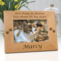 Cat Memorial Gift Personalized Picture Frame, Choice Of Pawprints in Heaven On My Heart Or Our Hearts, Family Pet Loss - thumbnail 2