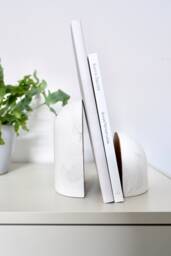 Handmade Marble Effect Bookends With Gold Accent - Luxury Shelf Decor