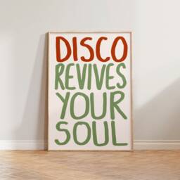 Kitchen Print, Music Wall Art, Disco Revives Your Soul Print Poster, Prints, Handwritten Typography Decor, Fun Colourful Prints - thumbnail 3