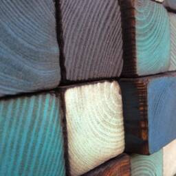 Handmade Reclaimed Wood Wall Art - Blue Geometric Mosaic - thumbnail 3