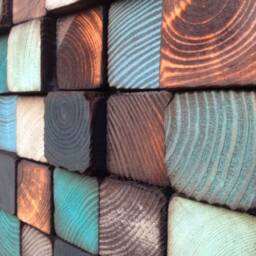 Handmade Reclaimed Wood Wall Art - Blue Geometric Mosaic - thumbnail 4