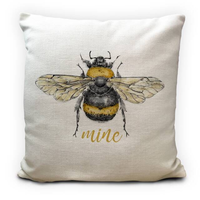 Bee Pillow Cover Vintage Honey Bumble Illustration, Home Decor - 16 Inch - image 1