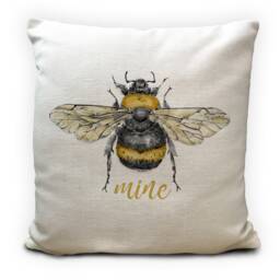Bee Pillow Cover Vintage Honey Bumble Illustration, Home Decor - 16 Inch - thumbnail 1