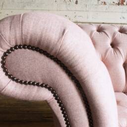 Handmade 3 Seater Dusty Pink Wool Fabric Chesterfield Sofa - thumbnail 3