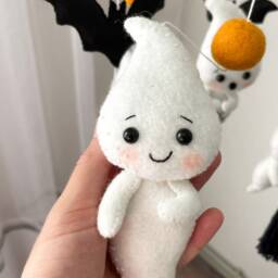 Ghost Baby Mobile, Bat Halloween Nursery Decor, Felt Mobile, Black & White Mobile, Halloween Mobile - thumbnail 3