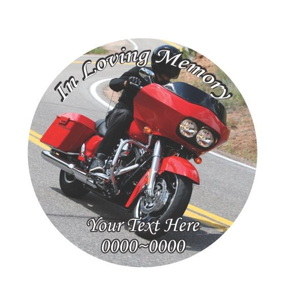 Motorcycle in Loving Memory Full Color Circles 004 Custom Vinyl Wall Decal Or Car Sticker - Ilmfullcolorcircles004Et