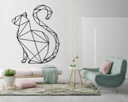 Geometric Cat Wall Decal Modern Animal Outline Art - thumbnail 1