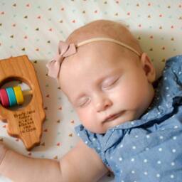 Personalized Illinois State Baby Rattle Modern Wooden Toy - thumbnail 2
