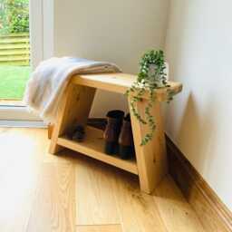 Rustic Wooden Milking Stool - Farmhouse Bathroom Bedroom Side Table 6 Briwax Finishes - thumbnail 3