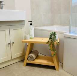 Rustic Wooden Milking Stool - Farmhouse Bathroom Bedroom Side Table 6 Briwax Finishes