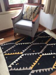 Tribal Kilim Rug, Turkish Carpet, Anatolian Monochrome Design, Scandivanian Vintage Handwoven Bohemian Home Decor - thumbnail 1