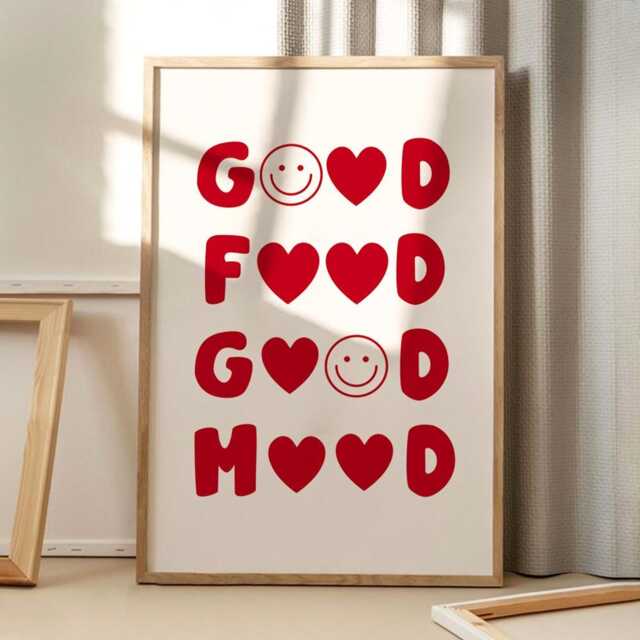 Good Food Mood Art Canvas Poster, Trendy Wall Art, Inspirational Aesthetic Decor, Retro Home Printed Gift - image 1