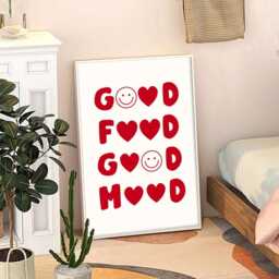 Good Food Mood Art Canvas Poster, Trendy Wall Art, Inspirational Aesthetic Decor, Retro Home Printed Gift - thumbnail 3