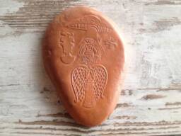 Aztec Alien Artifact Replica, Ceramic Tile Sculpture, Wall Art - thumbnail 1