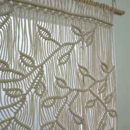 Macrame Leaf Window Curtain Handmade Cotton Braid Decor - thumbnail 3