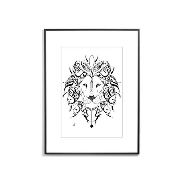 Arabic Calligraphy Lion Art Print, Al-Mutanabbi Poetry