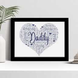 Personalised Dad Heart Word Art Print, Daddy Father's Day Gift, Framed Picture - thumbnail 3