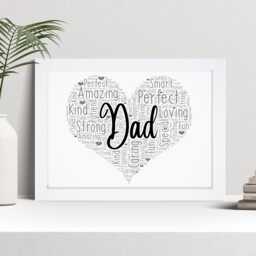 Personalised Dad Heart Word Art Print, Daddy Father's Day Gift, Framed Picture - thumbnail 1